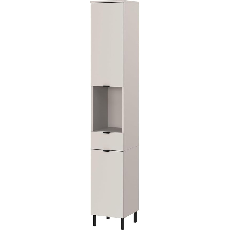 Germania GW-Arcena 1393-572 Tall Cabinet in Cashmere with Steamed Doors and Drawer, 30 x 190 x 34 cm (W x H x D)