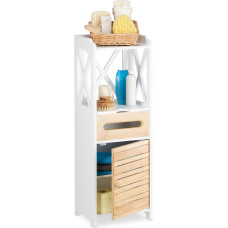 Relaxdays Shelf Narrow with 5 Shelves, Multi Purpose Cupboard for Bathroom and Kitchen, Tall Boy Cabinet, White, Wood, 24.5x31.5x89 cm