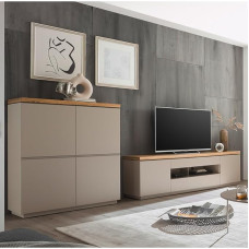 Lomadox Living Room Set Grey with Solid Acacia Modern with Lowboard, Highboard, 2-Piece
