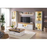 Lomadox Living Room Set Including Storage Elements in Pine White with Oak Nb.