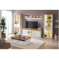 Lomadox Living Room Set Including Storage Elements in Pine White with Oak Nb.