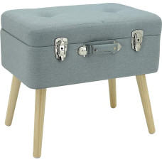 Happy Home Company 13166 Stool Chest Bedside Table Upholstered Stool Chest Stool with Storage Compartment Ottoman in Case Design Cotton / Fabric Grey