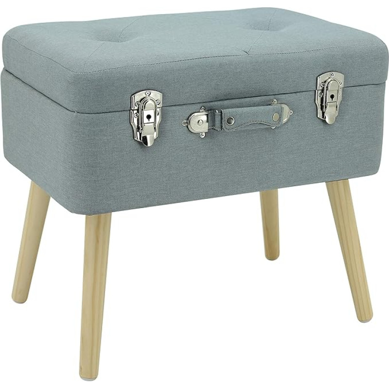 Happy Home Company 13166 Stool Chest Bedside Table Upholstered Stool Chest Stool with Storage Compartment Ottoman in Case Design Cotton / Fabric Grey
