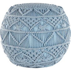 Beliani Kayseri Pouf Blue 40 x 40 cm Round Knitted Cotton