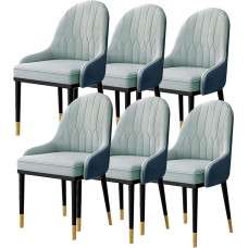 LHOONBB Modernes gepolstertes Küchen-/Esszimmer-Set mit 6 Beistelltischen, Wohnzimmer-/Küchenmöbeln mit weichem PU-Lederbezug, Sitzkissen und Metallbeinen
