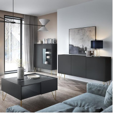 Lomadox Living Room Furniture Set Graphite 3-Piece Highboard, Sideboard, Coffee Table