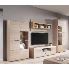 KEF-MEBLE Livia Living Room Furniture Set - High Display Cabinet 80 x 194 x 37 cm - Low Display Cabinet 80 x 158 x 37 cm - TV Table 140 x 44 x 54 cm - Coffee Table 120 x 40 x 60 cm - Wall Shelf 120 x