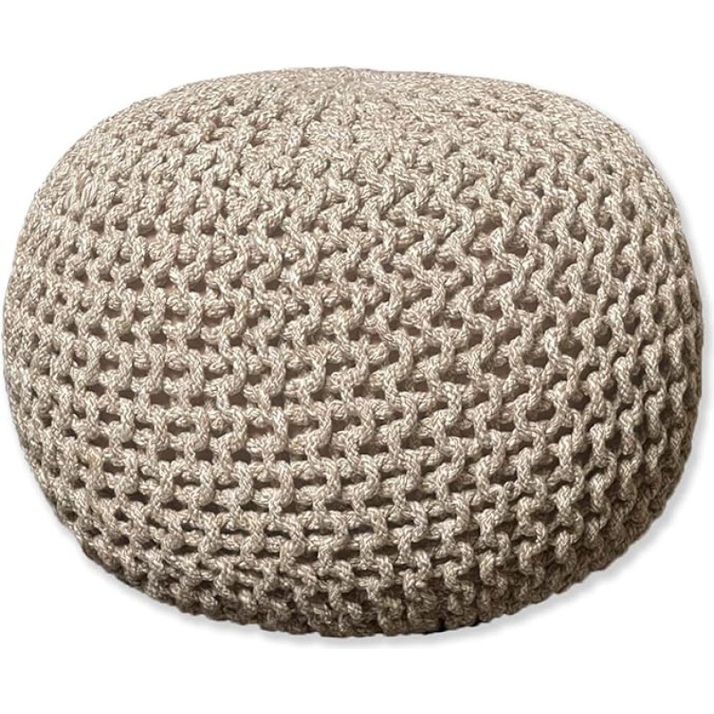 Chardin home - Beige Ivory Crochet Pouf - Cozy & Bohemian Recycled Cotton Handmade Casual Seat/Ottoman for Home Office Bedroom 18