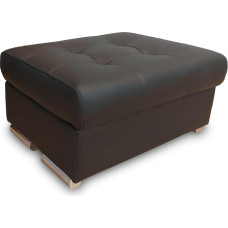 Dark Brown Almost Black Quilted Genuine Leather Ottoman Stool with Storage Space Stool Cowhide Seat Cube Footstool Real Leather Puff with Stainless Steel Chrome Feet (50 x 50 x H 40 cm)