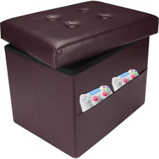 VewePata Faltbarer Ottomane mit Seitentasche, Fußstütze, Fußhocker, 43,2 x 33 x 33 cm, Braun