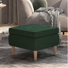 ZEYUAN Stool with Wooden Legs, Footstool, Sofa Stool, Foot Stool, Couch Stool, Footstool, Dark Green Fabric