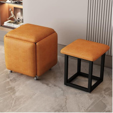 YXZN 5 in 1 Nesting Stool Footrest Stool Cube Footrest Seat Stackable Stool Footstool with Wheels for Bedroom Dorm Living Room