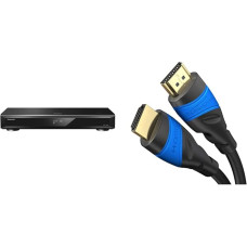 Panasonic DMR-UBS90EGK Ultra HD Blu-ray Recorder (2TB HDD, 4K Blu-ray plaatide taasesitus, UHD TV satelliidi vastuvõtt, 3 x DVB-S/S2 HD tuuner) & KabelDirekt - 4K HDMI kaabel - 5 m - 4K@60Hz (must/sinine)