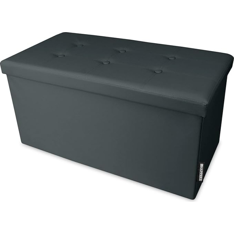 HAPPERS Storage Bench, 76 x 38 x 38 cm, Padded and Foldable Chest in Grey