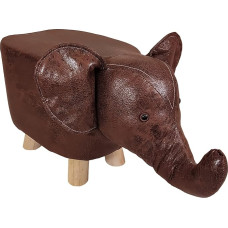 miasuite i sogni italiani Footstool Animal Elephant Height 28 cm Waterproof Faux Leather Feet Made of High-Quality Solid Wood