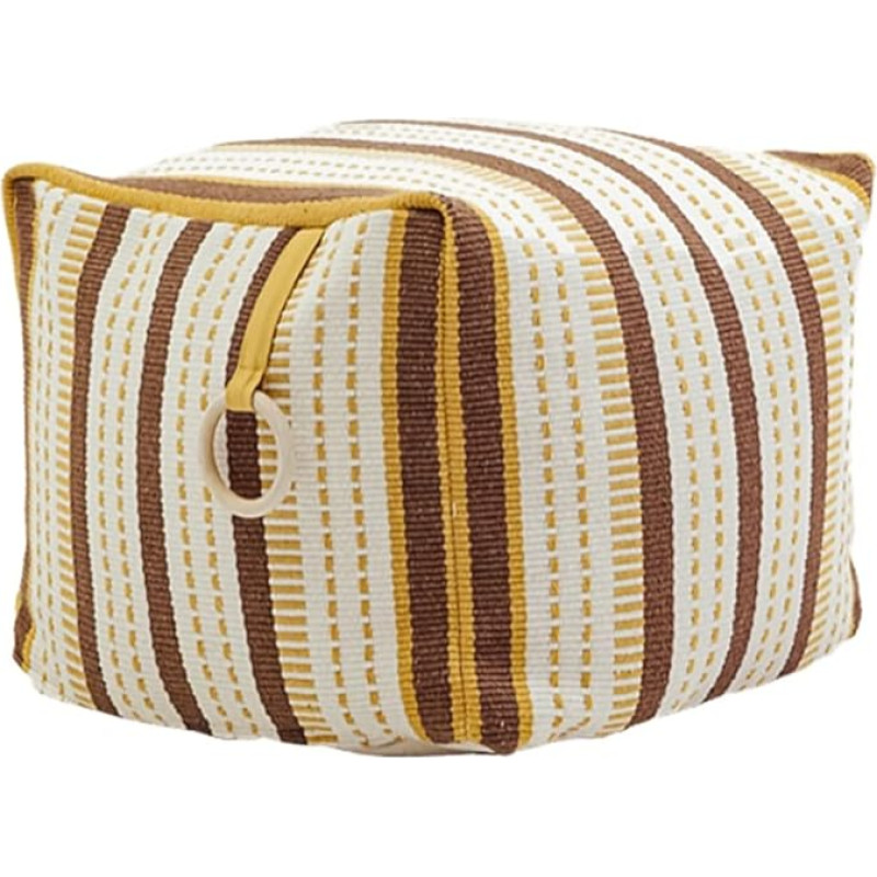 MOCOFO Home Decorative Stool Covers, 40 x 40 x 30 cm, Square Cotton Woven Jacquard Ottoman Footstool Boho Stool Cover