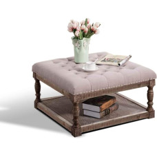 Warehouse of Tiffany Cairona Fabric Tufted Ottoman, 30-Inch