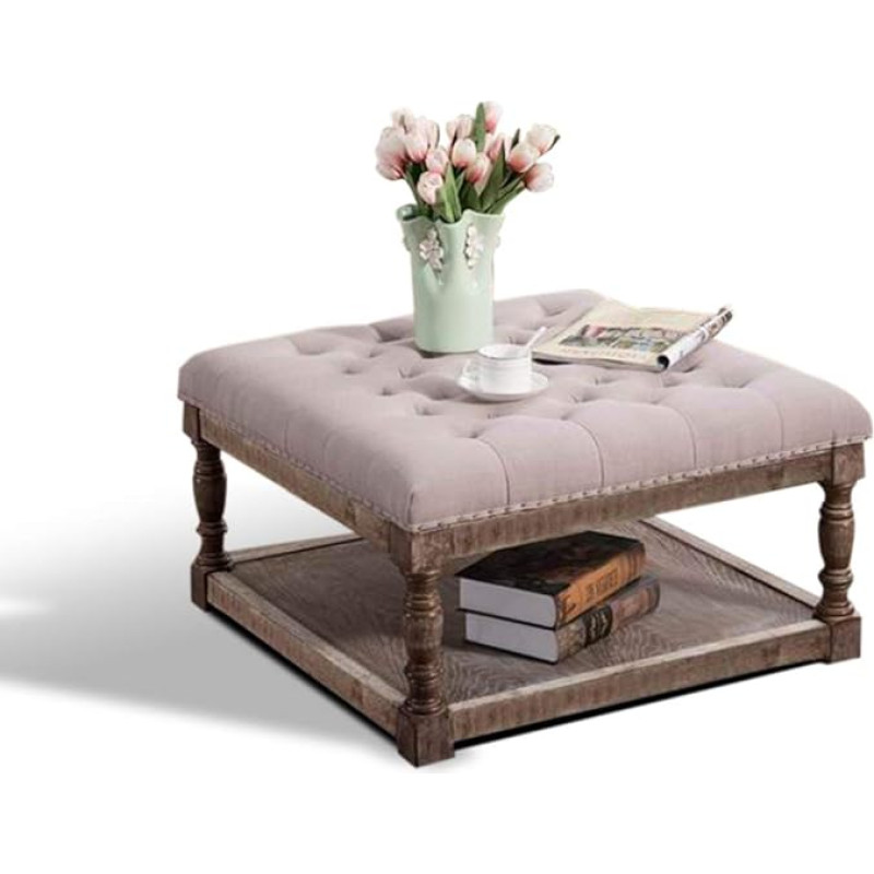 Warehouse of Tiffany Cairona Fabric Tufted Ottoman, 30-Inch