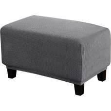 VIENLOVE Polyester Blend Rectangle Upholstery Cover Footstool Slipcovers with Elastic Bottom, Textured Machine Washable Jacquard Fabric (Grey, XL)