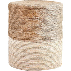 Cplxroc Natural Seagrass Hand Weave Round Footstool for Living Room Outdoor Seating - Natural & White