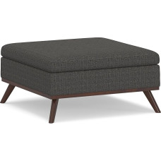SIMPLIHOME Owen Mid Century Modern Square Coffee Table with Lifting Surface in Upholstered Ebony Fabric, 36 Inch Wide for Living Room