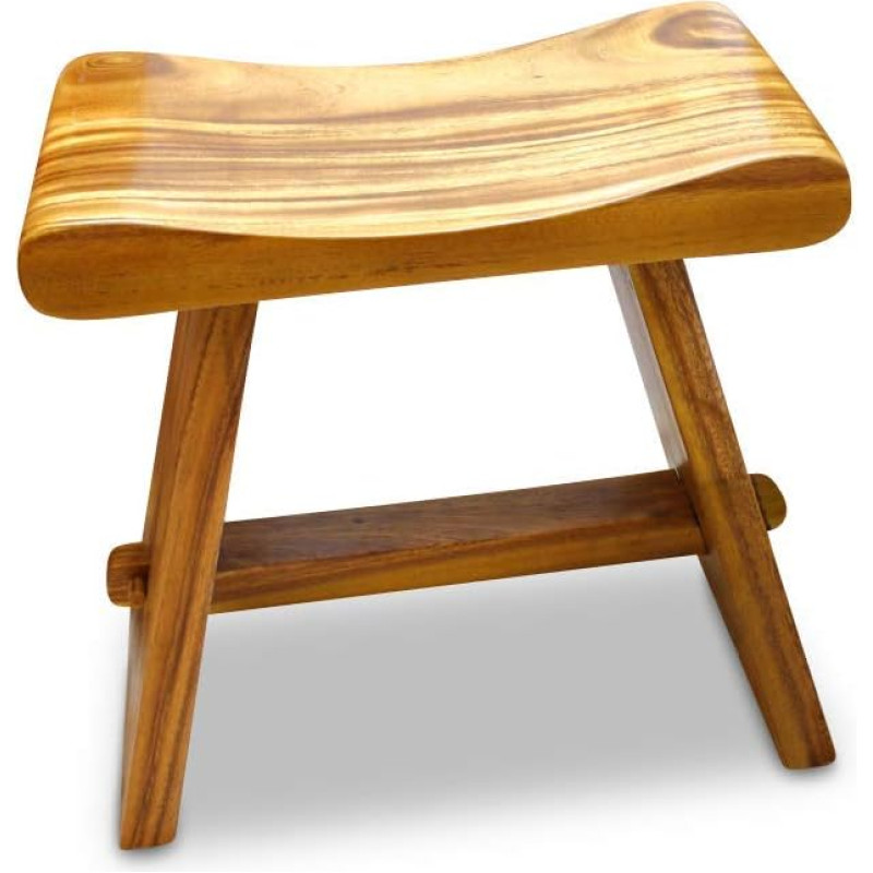 Japan Somboon Stool 49 cm Teak Stool with Curved Seat Also Suitable as a Bathroom Stool or Footstool