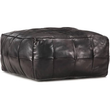 vidaXL Pouf Seat Pouf Stool Foot Stool Floor Cushion Seat Cushion Stool Ottoman Black 60 x 60 x 30 cm Genuine Goat Leather
