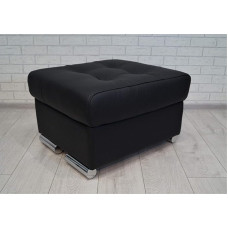 Quattro Meble Black Real Leather Pik Folding Stool with Storage Space Stool Cowhide Seat Cube 60 x 55 cm Footstool Upholstered Stool Real Leather Puff