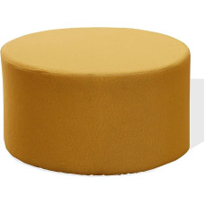 Rebecca Mobili RE6295 Round Pouf Stool with Upholstered Seats, Wood, Yellow, Modern, Home Accessory Decoration, Dimensions: 25 x 45 x 45 cm (H x L x W)