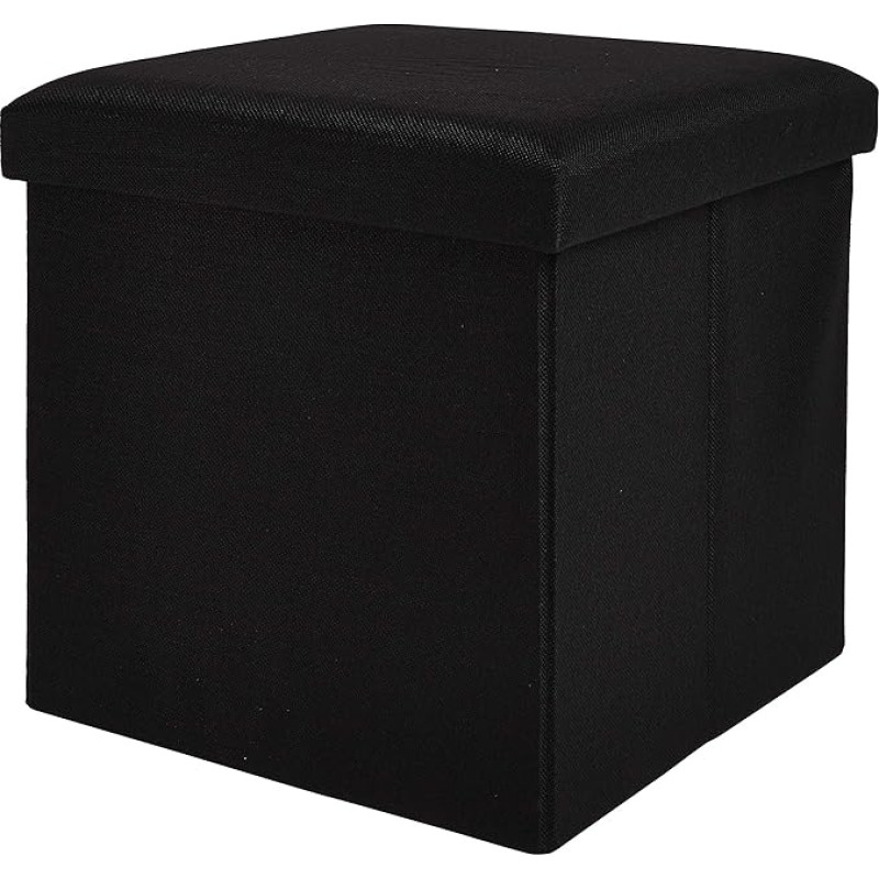 Zuvo Folding Stool with Fabric Can Hold up to 300 kg, Perfect for Children's Room, Bedroom, Hallway, Shoe Bench, Coffee Table, Storage Box or Toy Box (Black, 38 x 38 x 38 cm)