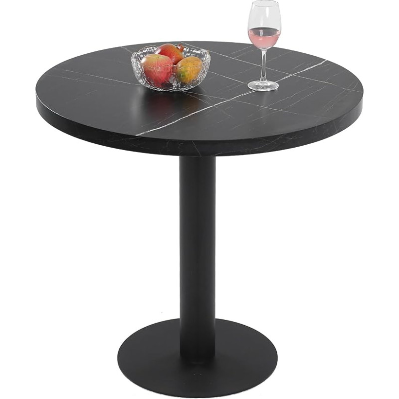 Mingone söögilaud Ümmargune köögilaud söögitoa laud väike marmorist lauaplaadiga Ümmargune laud metallist jalaga elutuppa rõdule söögituppa 80 x 80 cm Must