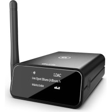 Auris Blume Pro Hi-Fi Bluetooth 5.3 muusika vastuvõtja - Bluetooth adapter koos Audiophile DAC, LDAC, AptX HD, OLED ekraaniga, optilise koaksiaal AUX väljundiga kodustereo, AV vastuvõtja või võimendi jaoks.