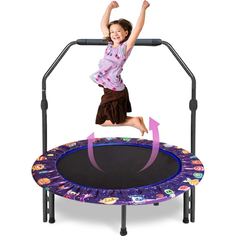 Batuut lastele, 36-tolline mini laste batuut reguleeritava käepidemega, laste batuut polsterdatud turvakattega, Rebounder batuut hüppespordiks sise- või välistingimustes (lilla)