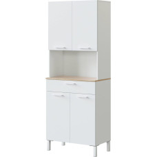 Habitdesign Kira köögi külgkapp 4 ukse + 1 sahtliga, Arctic White ja Kanada tammepuidust viimistlusega - 186cm (K) x 72cm (S) x 40cm (S)