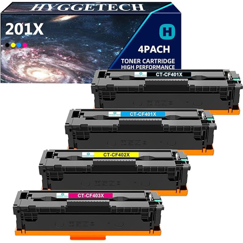 Hyggetech 201X CF400X ühilduv asendustooner HP 201X CF400X 201A CF400X CF401X CF402X CF403X tooner HP Color Laserjet Pro MFP M277dw M277n M252dw M277 M274n M252n M252 M252 M252 jaoks.