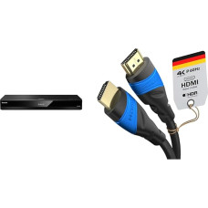 Panasonic DP-UB824EGK UHD Blu-ray mängija (4K Blu-ray Disc, 4K VoD, 2X HDMI, USB, 7.1 analoogväljundid) & KabelDirekt - 4K HDMI kaabel - 5 m - 4K@60Hz (must/sinine)