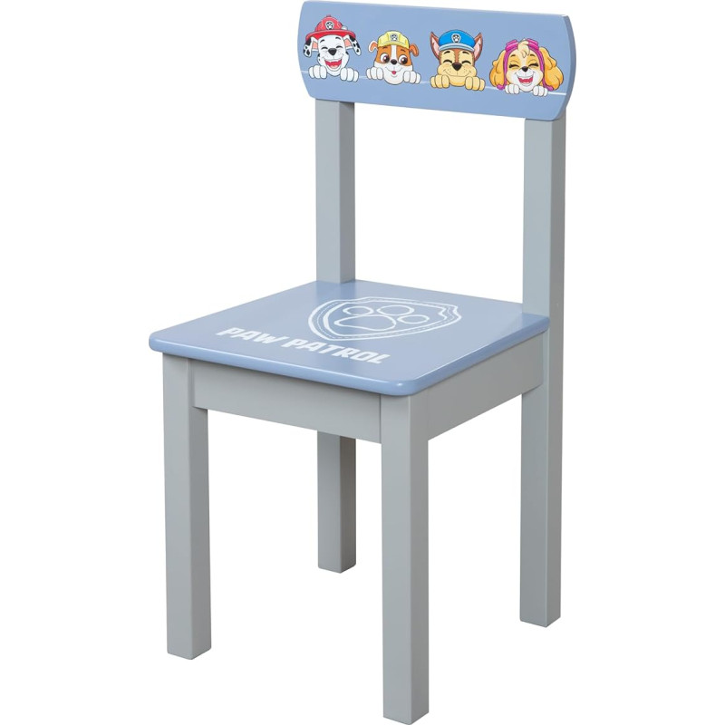 Paw Patrol Children's Chair - Matching Addition to the roba Furniture Set - Furniture for Children from 18 Months - Motif of the Popular Series Heroes - Wood Grey/Blue