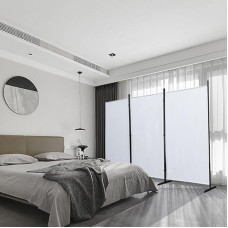 Mingone Room Divider Divider Indoor Garden Partition Wall Spanish Wall Balcony Privacy Screen Made of Fabric 3-Piece for Offices 260 x 177 cm White