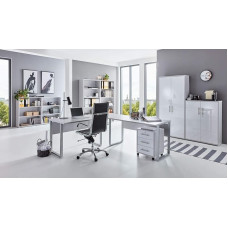 bmg-moebel.de Homeoffice Office Furniture Complete Set Office Edition Set 6 in Light Grey/White Matt Made in Germany