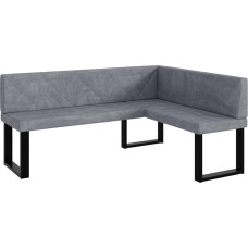 MEBLINI Eric Corner Bench for Dining Room - Kitchen Bench - Dining Area - Kitchen Sitting Area - U-Bine 128 x 168 x 87 cm Right - Grey Velvet
