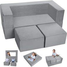 MeMoreCool Play Sofa, Foam Building Blocks for Children, Children's Sofa, Foldable, Bedroom Furniture, Modular Mini Sofa for Playroom, Soft Building Blocks for Cuddly Corner Children's Room, Grey