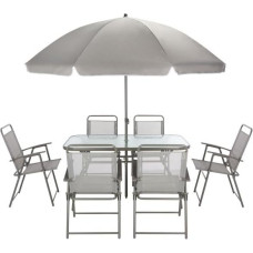 SAFAVIEH Métal Outdoor Bistro Dining Set - Set of 8, Patio Table and Chairs, Dark Slate Grey