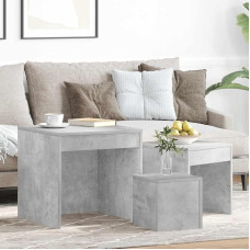 Satztische 3-tlg. Betongrau Holzwerkstoff - Nesting Tables Set of 3, Modern Side for Small Spaces, Space-Saving Living Room & Bedroom Furniture, Concrete Gray MDF (45x45x45, 35x35x35, 24x24x24 cm)