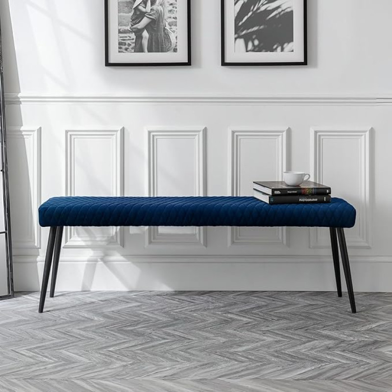 Julian Bowen Luxe Bench Low Blue 140 x 38.5 cm