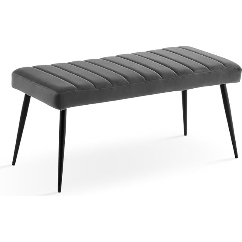TUKAILAI Dining Room Bench 101 cm with Velvet Thick Seat, Upholstered Bench with Metal Legs, Bed Bench, Wardrobe Bench, Kitchen Bench, Dining Room Bench, Wardrobe, Bedroom, Hallway Furniture