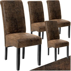 TecTake Set of 4 Faux Leather High Back Dining Chairs, Ergonomic Design, Solid Hardwood Legs, 106 cm High, Various Colours