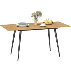 HOMCOM Dining Table Extendable Rectangular Kitchen Table for 6-8 People with Wood Look, Sliding Rails and Locks Dining Room Table, Natural Wood, 120-160 cm