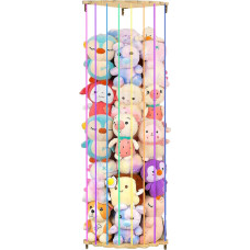 Cuddly Toy Storage, Stuffed Toy Storage, Hanging Storage Shelf for Plush Toys Made of Wood with Star Pattern, Corner Children's Room Decoration for Children's Room, Playroom, Bedroom Organiser