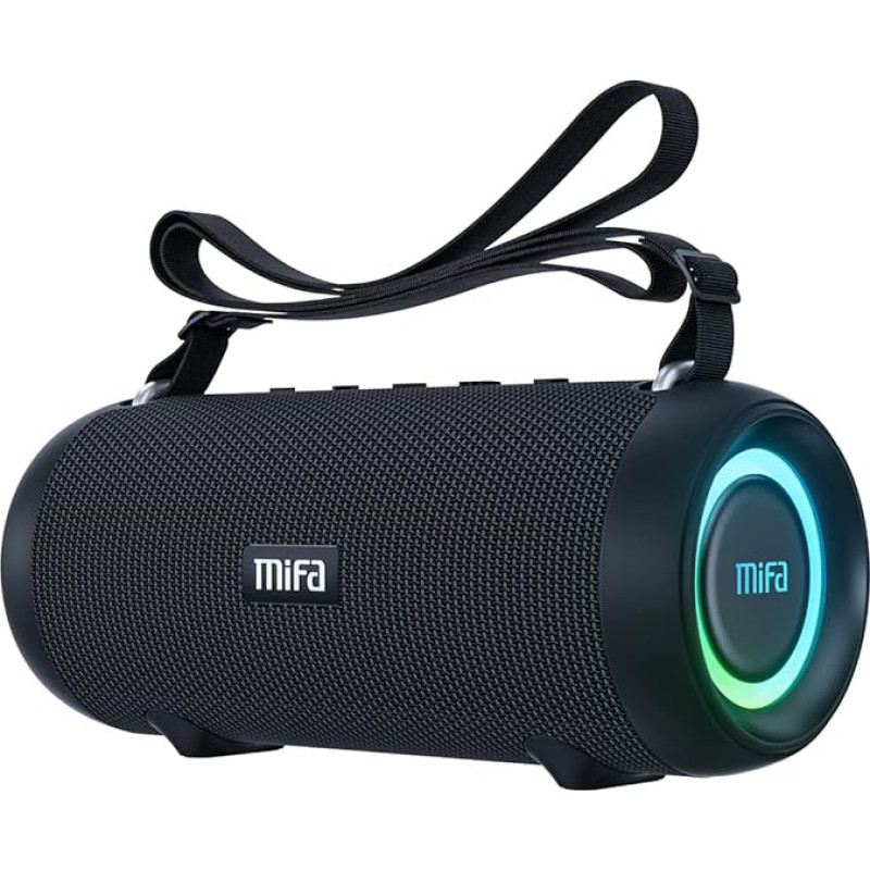 MIFA A90 Bluetooth Speaker 60W Wireless IPX7 Waterproof RGB LED Light 30 Hours Battery, USB/Micro SD Card/AUX-in Playback True Wireless Stereo with Protective Case/Portable Strap