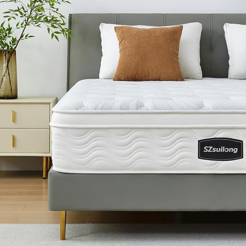SZsuilong Mattress 180 x 200 cm H3 Height 25 cm with Comfort Foam, Ergonomic 7-Zone Pocket Spring Mattress Oeko-Tex Certified, Mattress for Children and Adults, 100 Nights Trial Sleep